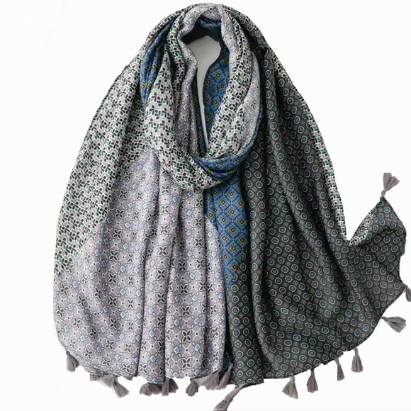 Scarves for Women | Women Summer Festival Scarf Shawls and Wraps Blue Gray Gift - Picture 1 of 4